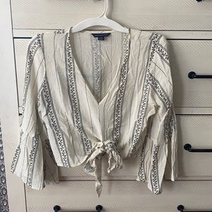 American eagle short bell sleeve cropped top